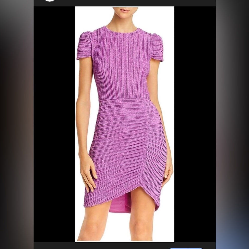 Shoshanna Leanna Metallic Pleated Dress in wine berry.